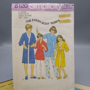 Vintage Sewing PATTERN Simplicity 8120, The Every-Body 1977 Kimono Robe in Two